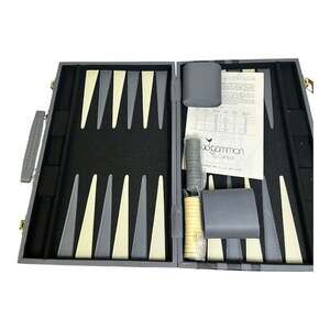 Vintage Cardinal Backgammon Complete Set Attache Plastic Wrapped Pieces Gray